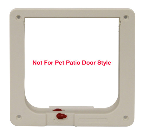Small Size Cat Flap Plastic Inside Frame With Red Dial For Lock Adjustments For A Fast-Fit Patio Door, Aluminum Modular Patio Door or Aluminum Sash Window Door. For Cat Flap Door Insert Only.