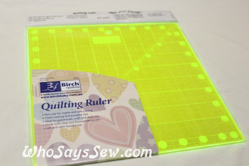 9.5" x 9.5" anti-slip fluoro quilting ruler