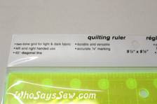 9.5" x 9.5" anti-slip fluoro quilting ruler