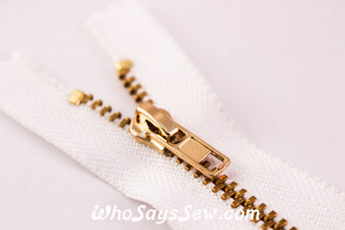 YKK Closed-Ended Gold Metal Zipper with Regular Pull.