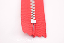20cm YKK Closed-Ended Silver Aluminium Metal Zipper with Regular Pull. 5 Colours