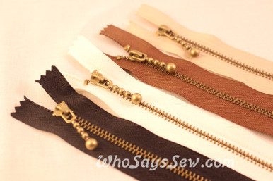 Antique Brass Metal Zipper in 4 Colours- 30cm or 40cm. Suitable for Bags