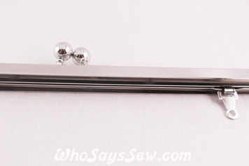 (Modern) Shiny Nickel Metal Kisslock Purse Frame 21x 7.15cm - Glue In