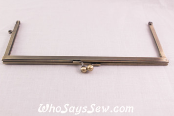 (Modern) Antique Brass Metal Kisslock Purse Frame 17.5x 7.9cm Slim Line- Glue In