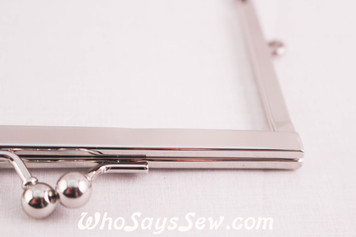 (Modern) Shiny Nickel Metal Kisslock Purse Frame 12x 7.7cm Slim Line- Glue In