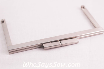 (Modern) Brushed Nickel Metal Kisslock Purse Frame 12x 5.8cm Slim Line- Glue In
