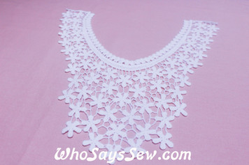 Medium Floral Cotton Lace Collar/Yoke in Snow& Natural White (0614)