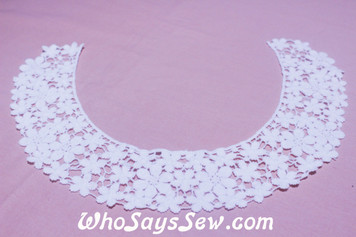 Medium Floral Cotton Lace Collar/Yoke in Snow& Natural White (0669)
