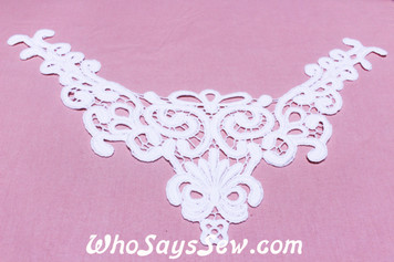 Large Cotton Lace Collar/Yoke in Snow& Natural White (0650)