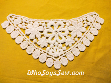 Small Cotton Lace Collar/Yoke in Snow& Natural White (S063)