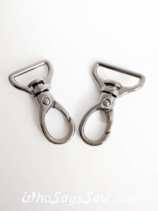 2x Top-Quality 2cm (3/4") OR 2.5cm (1") Swivel Snap Hooks in Gunmetal.