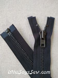 YKK Size 8 Separating/Open Ended 75cm(30") Zipper with Gunmetal Metal Teeth. Heavy Weight for Jackets. Black Tape
