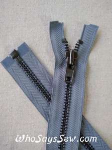YKK Size 8 Separating/Open Ended 75cm(30") Zipper with Gunmetal Metal Teeth. Heavy Weight for Jackets. MID GREY  Tape