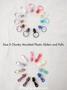 4x Size 5 Chunky Plastic Moulded ZIPPER PULLS ONLY in 11 Colours. Ring or Donut Pulls. Non-lock