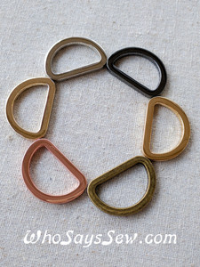 5x 1.5cm, 1.9cm OR 2.5cm Flat Alloy D-Rings in 5 High Quality NICKEL FREE finishes