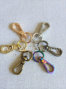 2x 1cm (3/8") Small Swivel Snap Hooks in Rainbow, Rose Gold, Silver, Gunmetal, Gold, Antique Brass. Nickel Free