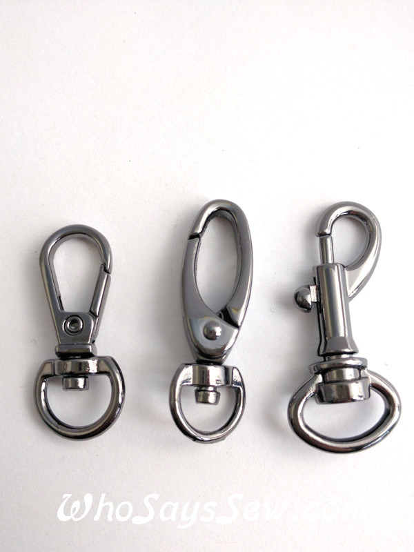 2x Small Swivel Snap Hooks in Gunmetal. 1cm (3/8) or 1.3cm (1/2