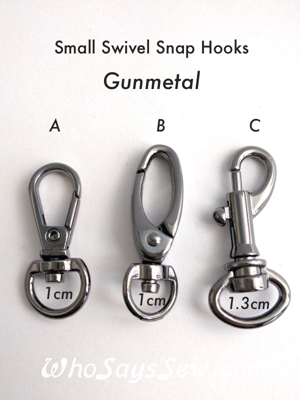 2x Small Swivel Snap Hooks in Gunmetal. 1cm (3/8) or 1.3cm (1/2