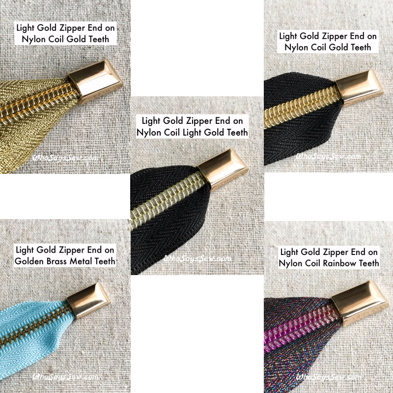 Zipper/Cord Ends. Rainbow Iridescent, Silver, Rose Gold, Gunmetal