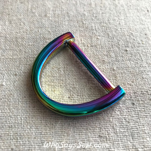 Rainbow Iridescent Alloy Flat Square Edge D-Rings in 3.2cm(1 1/4")