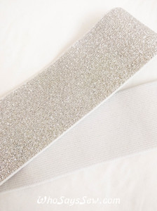 *CLEARANCE* BULK DEALS 50m of 4cm (1.5") Wide Soft Silver Sparkly Waistband Elastic- By the Metre
