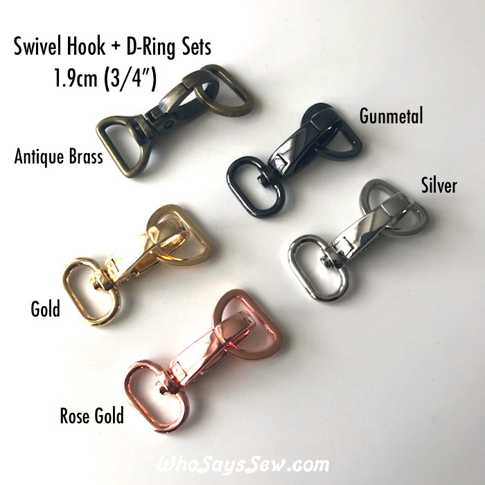 2 SETS x 1.9cm (3/4) Swivel Snap Hooks and D-Rings in 6 High Quality  Finishes - Who Says Sew