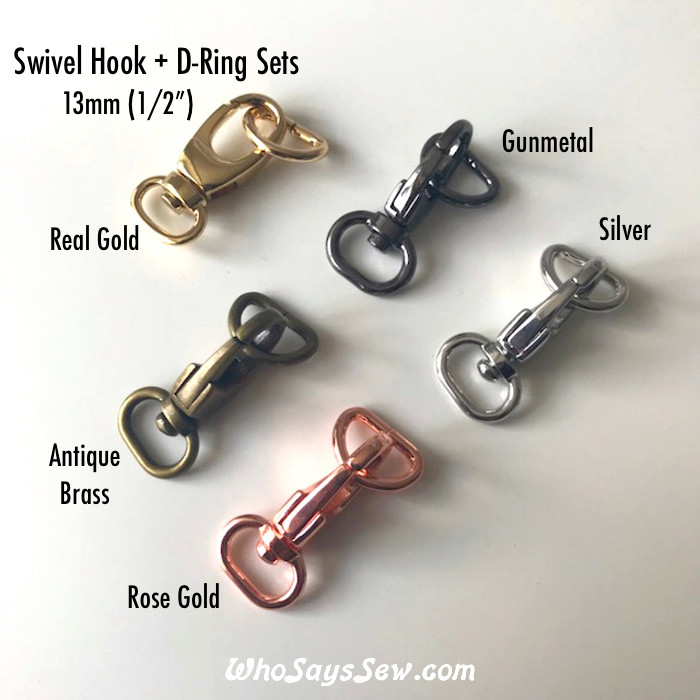 *BULK 50 SETS* x 1.3cm (1/2") Swivel Snap Hooks and DRings in 5 High