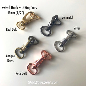 *BULK 50 SETS* x 1.3cm (1/2") Swivel Snap Hooks and D-Rings in 5 High Quality Finishes