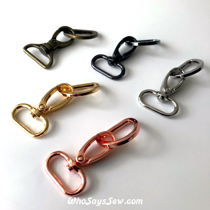 2 SETS x 2.5cm (1") Swivel Snap Hooks and DRings in 6 High Quality