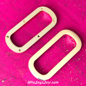 1 Pair x Screw Back, Curved Rectangular Eyelet/Grommet Bag Handles, Shiny Real Gold Finish- High Quality Nickel Free