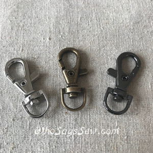 2x 1cm (3/8") Small Swivel Snap Hooks in Antique Brass, Gunmetal, Silver. Nickel Free