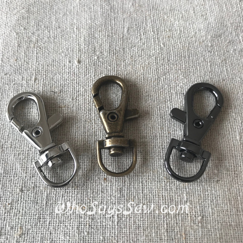 BULK 50 pcs* Small Swivel Snap Hooks in Gunmetal, Silver, Antique Brass.  Nickel Free - Who Says Sew