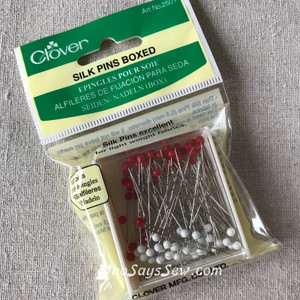 Box of 100 Clover Silk Pins - Glass Headed Pins