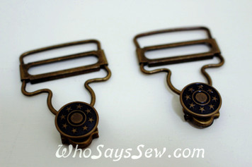 Pair of 32mm(1") Metal Overall Buckles and Jeans Buttons Set- Antique Brass