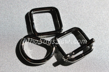 10x 2cm (3/4") Thick Wire Chunky Metal D-Rings, Rectangle Rings OR Adjustable Sliders in Shiny Nickel.