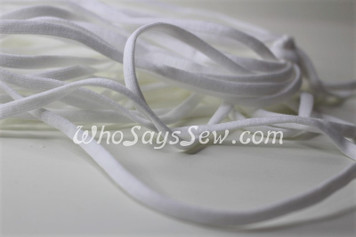 10 METRES BUNDLE of Soft Flat Elastic in 0.4cm/4mm in WHITE for Face Masks.