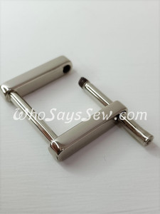 Shiny Nickel 2.5cm (1") Rectangle Rings with a Removeable Screw-In Bar