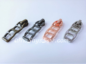 (#5) *Size 5* 4 ZIPPER SLIDERS/PULLS for Continuous Nylon Chain Zipper- Chunky "Dream Ladder". 4 Finishes. Nickel Free.