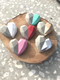 Mini geo hearts in a range of colours.