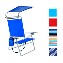 Deluxe 4 position Aluminum Beach Chair with Canopy Shade & Storage Pouch