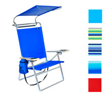 Deluxe 4 position Aluminum Beach Chair with Canopy Shade & Storage Pouch