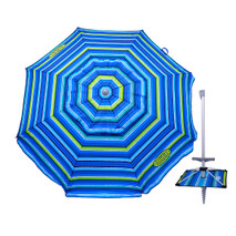 Tommy Bahama Fiberglass 7 ft Beach Umbrella with Sand Aluminum Anchor Base Pole, Tilt