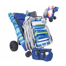Ultimate Wide Wheel Buggy Wheeler Beach Cart Wagon with Big Balloon Wheels for Sand | Premium Insulated Cooler Bag, Umbrella & Boogie Board Holder