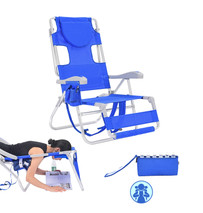 Ultimate Heavy Duty LayFlat 5 pos. Backpack Beach Chair with Foot Rest Face Hole