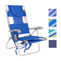 Ultimate Heavy Duty LayFlat 5 pos. Backpack Beach Chair with Foot Rest Face Hole