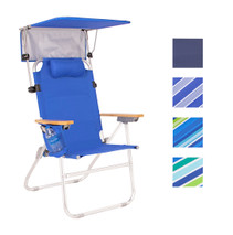17" High Seat Beach Chair with Canopy for Adults, Cooler / Storage Pouch, 300 lb