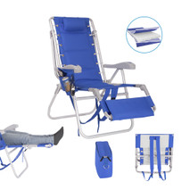Ultimate Heavy Duty Padded Backpack Beach Chair w/ Cooler Footrest 300lb