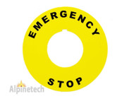 Emergency Stop 2" Round Yellow E-Stop Legend Plate for Use with 22mm Switches