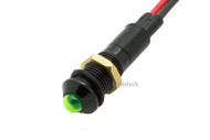 Alpinetech 8mm 12V 24V 220V 120V AC/DC LED Metal Indicator Pilot Light Lamp Wire Leads with Black Bezel