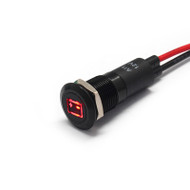 Alpinetech Black Bezel PLB12MS 12mm 1/2" 12V LED Metal  Indicator Dash Instrument Panel Light with Symbol  (Battery)